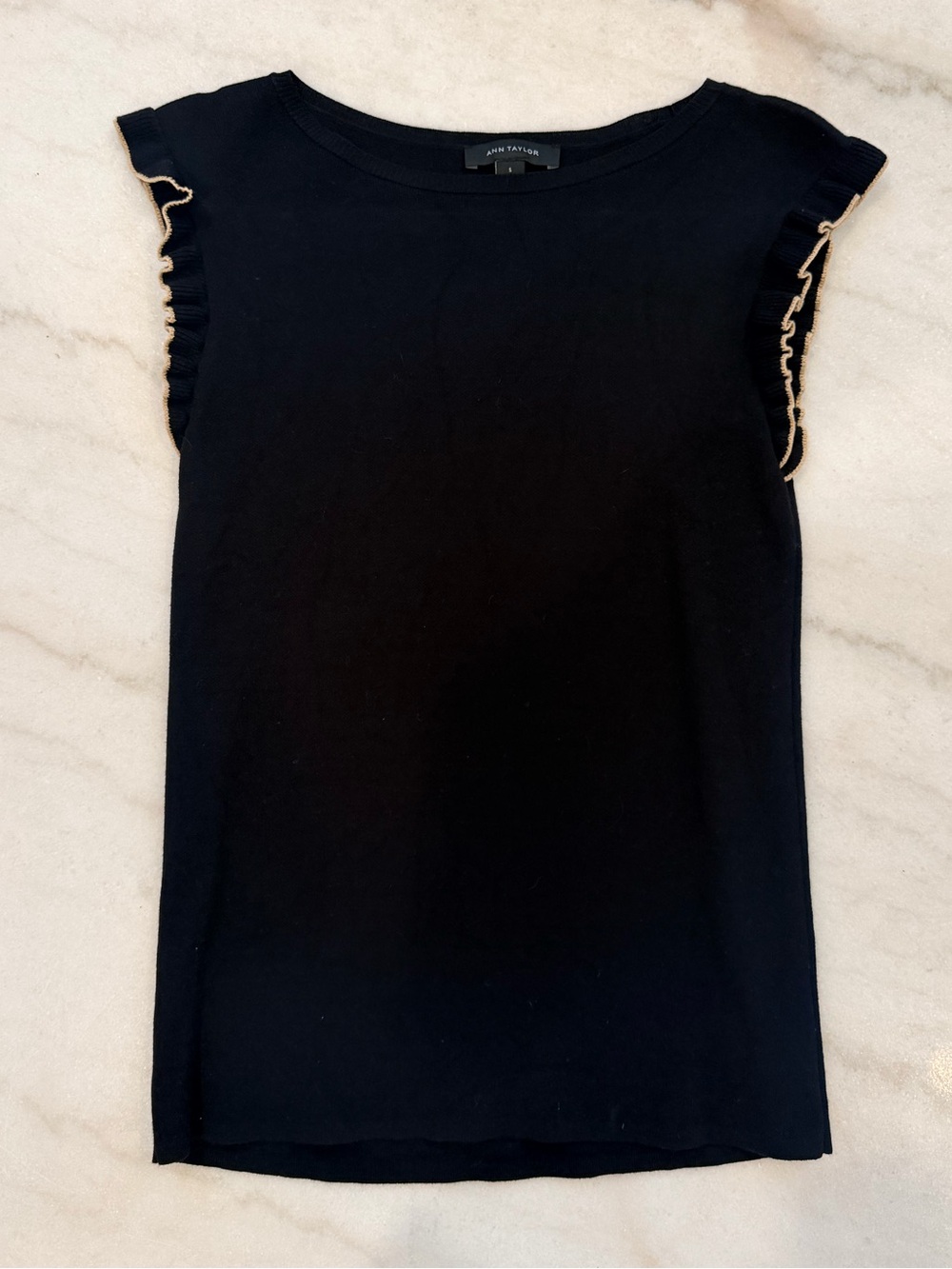 Ann Taylor Ruffled Sleeveless Sweater (Small)